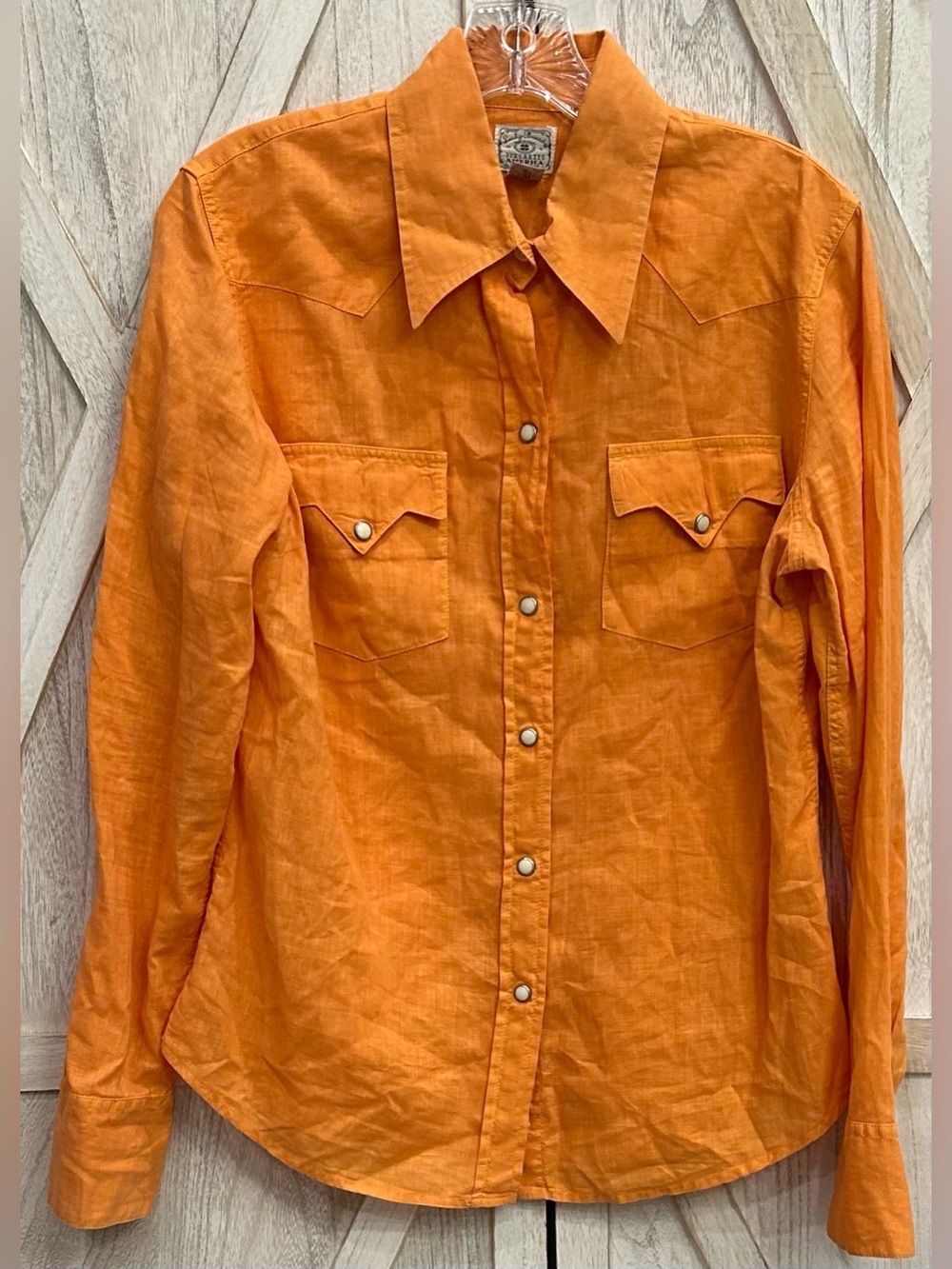 Lucky Brand Dungarees American Linen Blended Western Pearl Snap Shirt Woman’s L